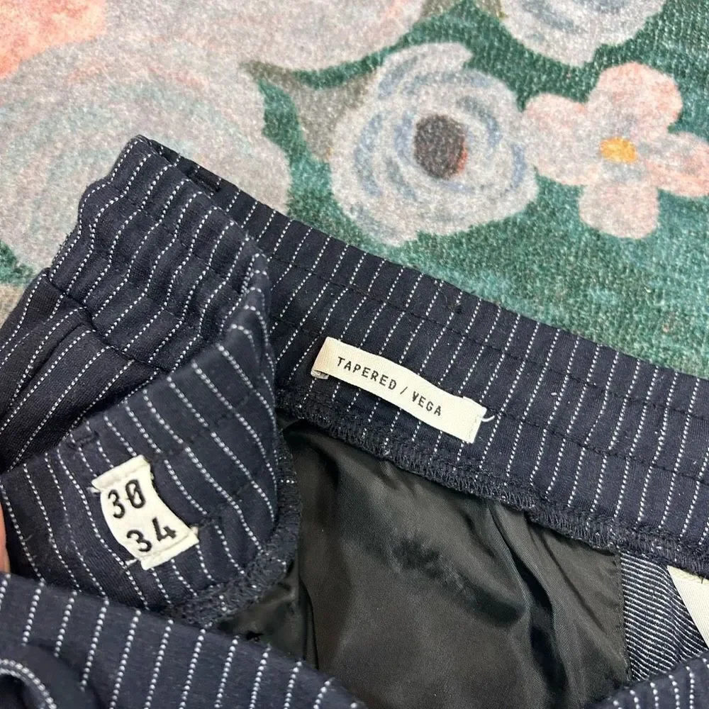 Jack & Jones Pants men’s Size 30 Navy Blue White Tapered Vega Pinstripe Trouser